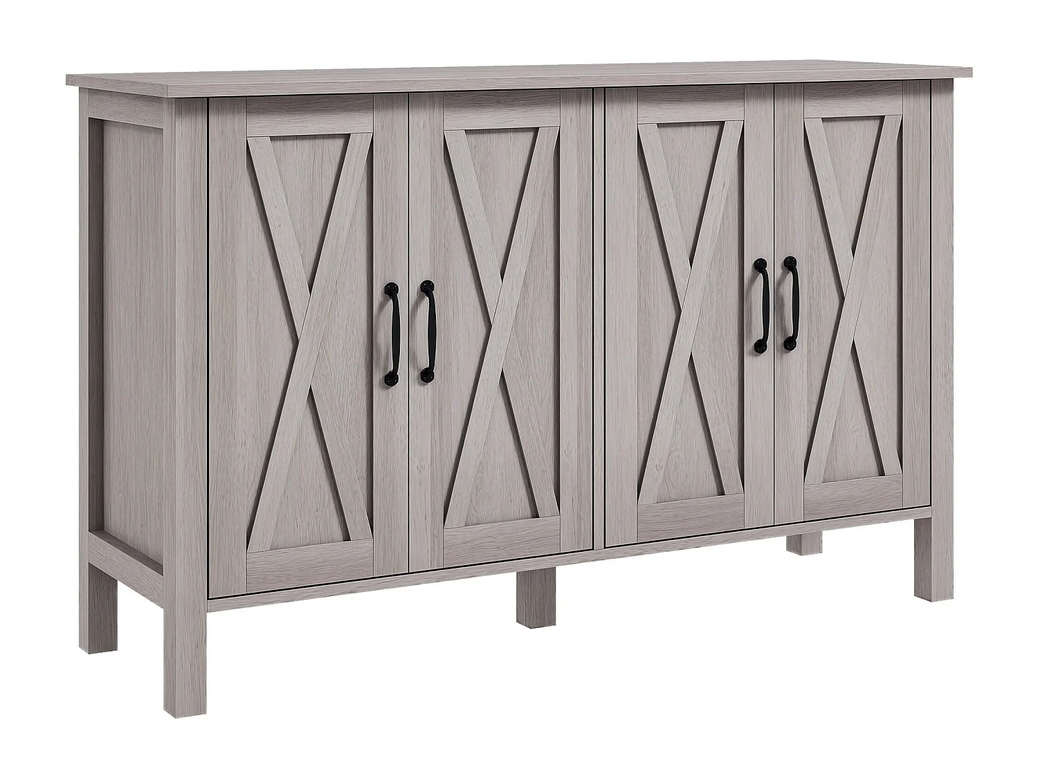 Mobiletto multiuso rustico con 4 ripiani portaoggetti in legno grigio