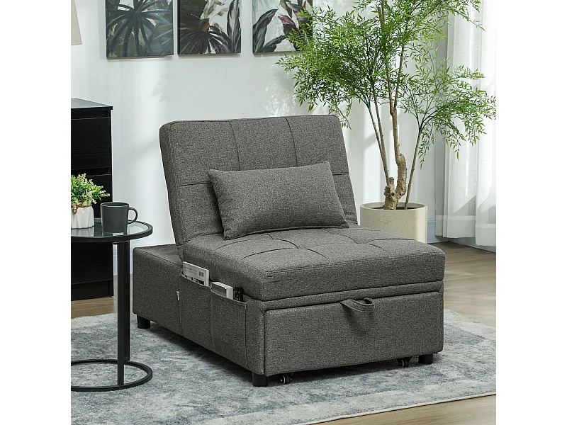 Poltrona letto singolo 4 in 1 con sistema clic clac grigio