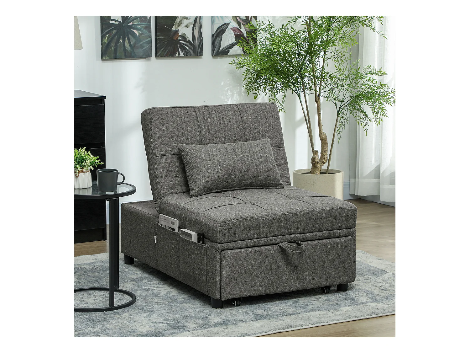 Poltrona letto singolo 4 in 1 con sistema clic clac grigio