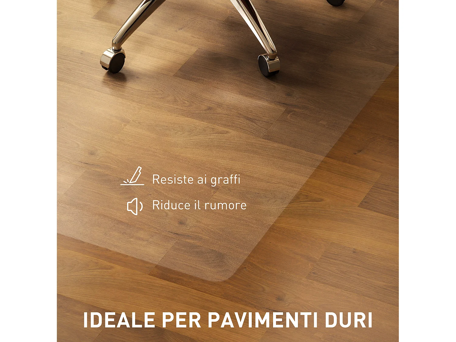 Tappetino salvapavimento 120x120 cm in plastica trasparente per sedia