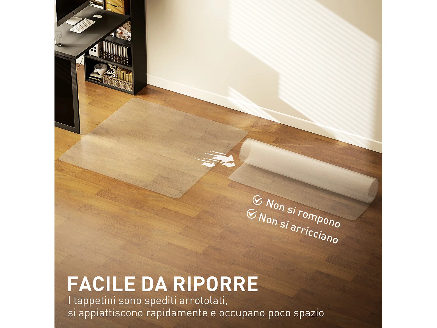 Tappetino salvapavimento 120x120 cm in plastica trasparente per sedia