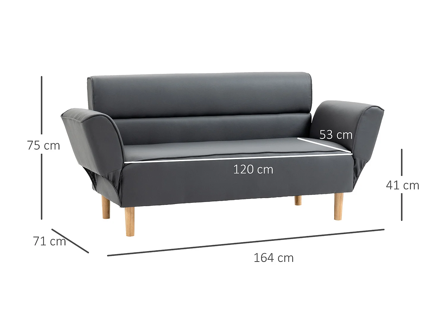 Divanetto 2  posti convertibile in divano letto singolo grigio