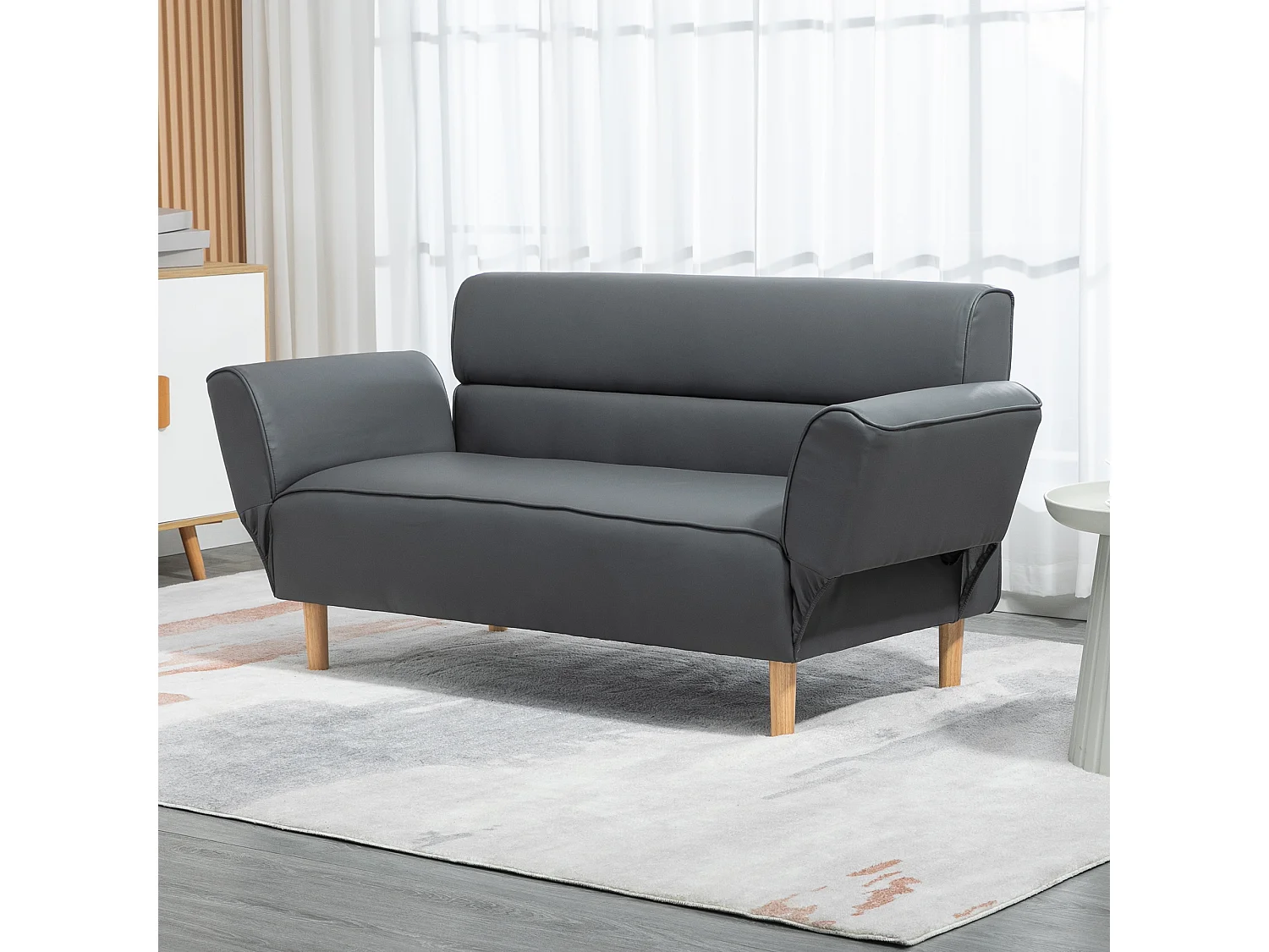 Divanetto 2  posti convertibile in divano letto singolo grigio