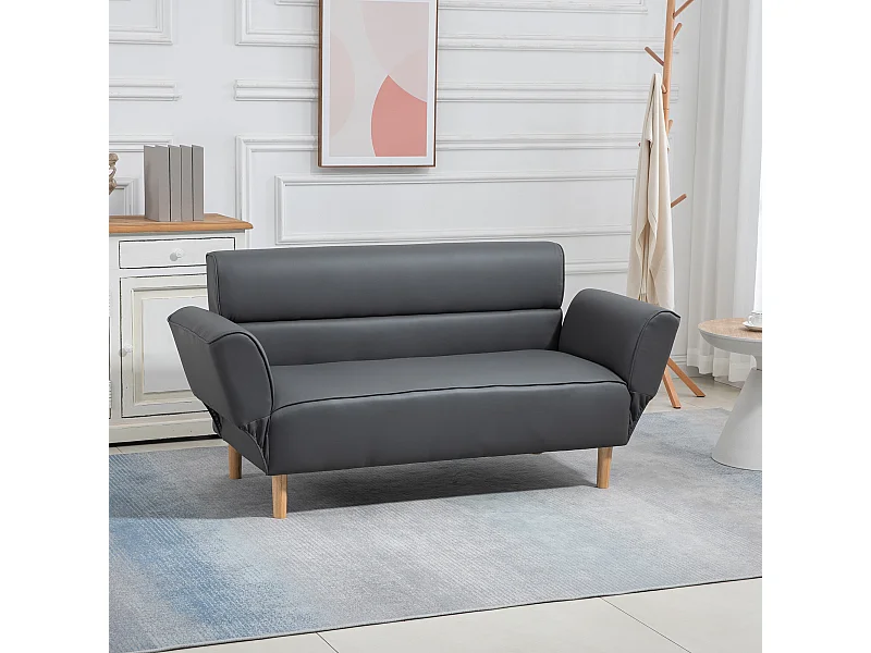 Divanetto 2  posti convertibile in divano letto singolo grigio