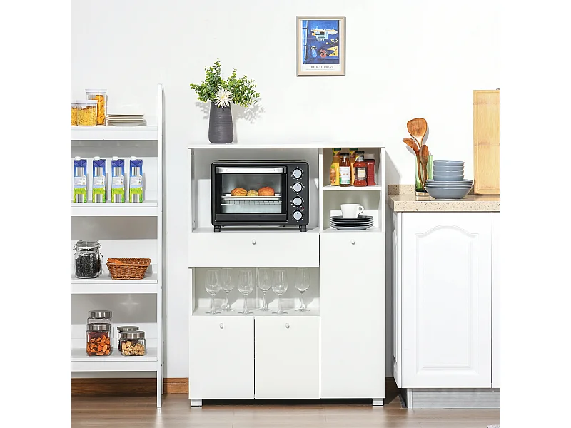 Mobiletto per microonde con armadietti e cassetto 90x40x120cm