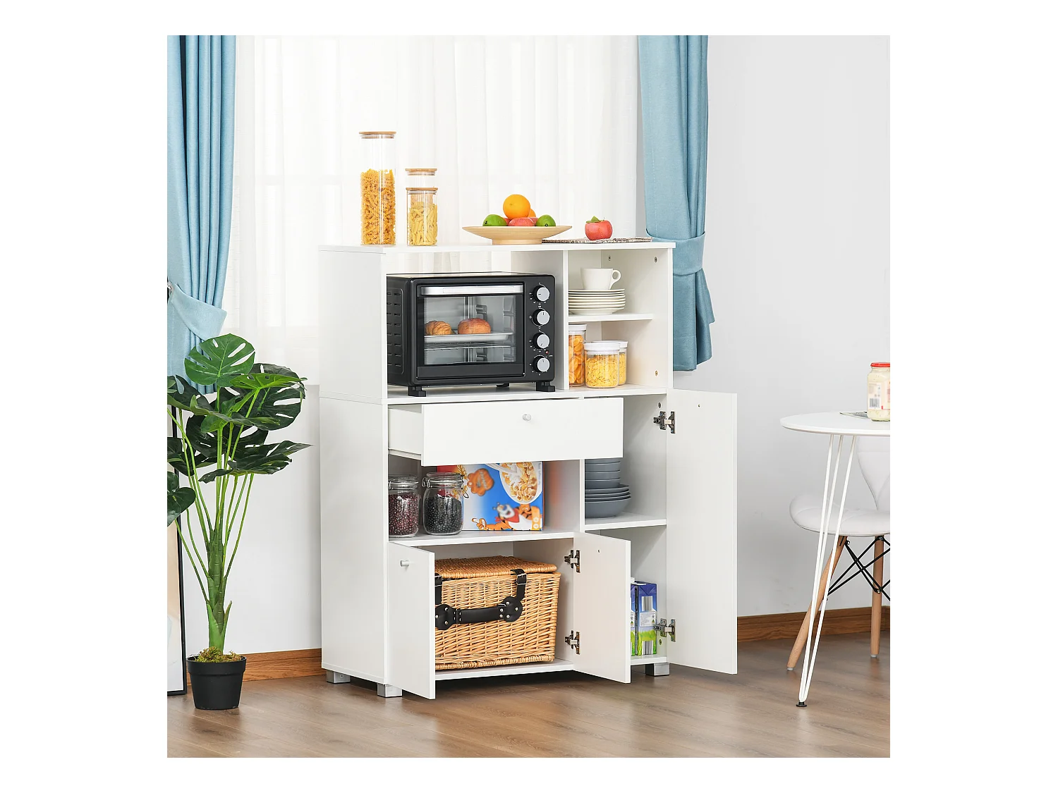 Mobiletto per microonde con armadietti e cassetto 90x40x120cm