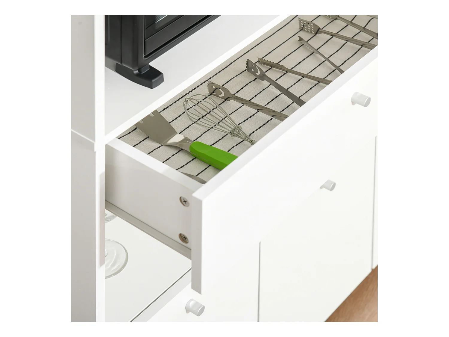 Mobiletto per microonde con armadietti e cassetto 90x40x120cm