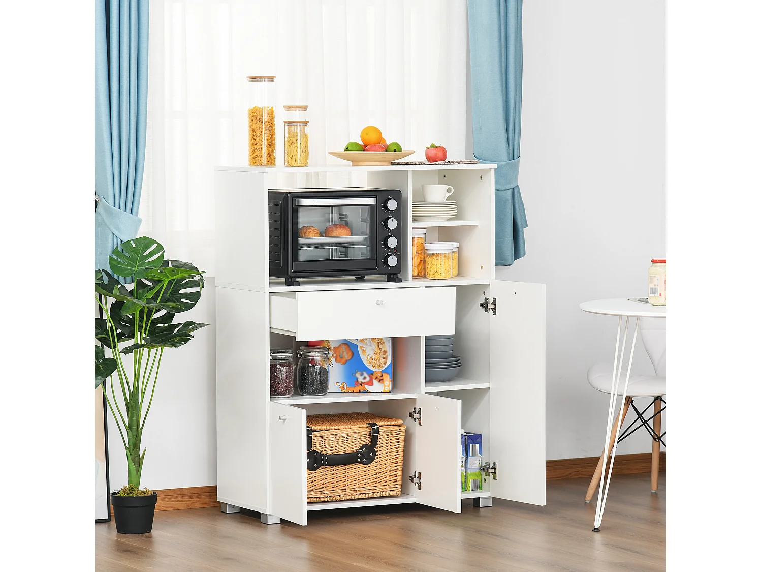 Mobiletto per microonde con armadietti e cassetto 90x40x120cm