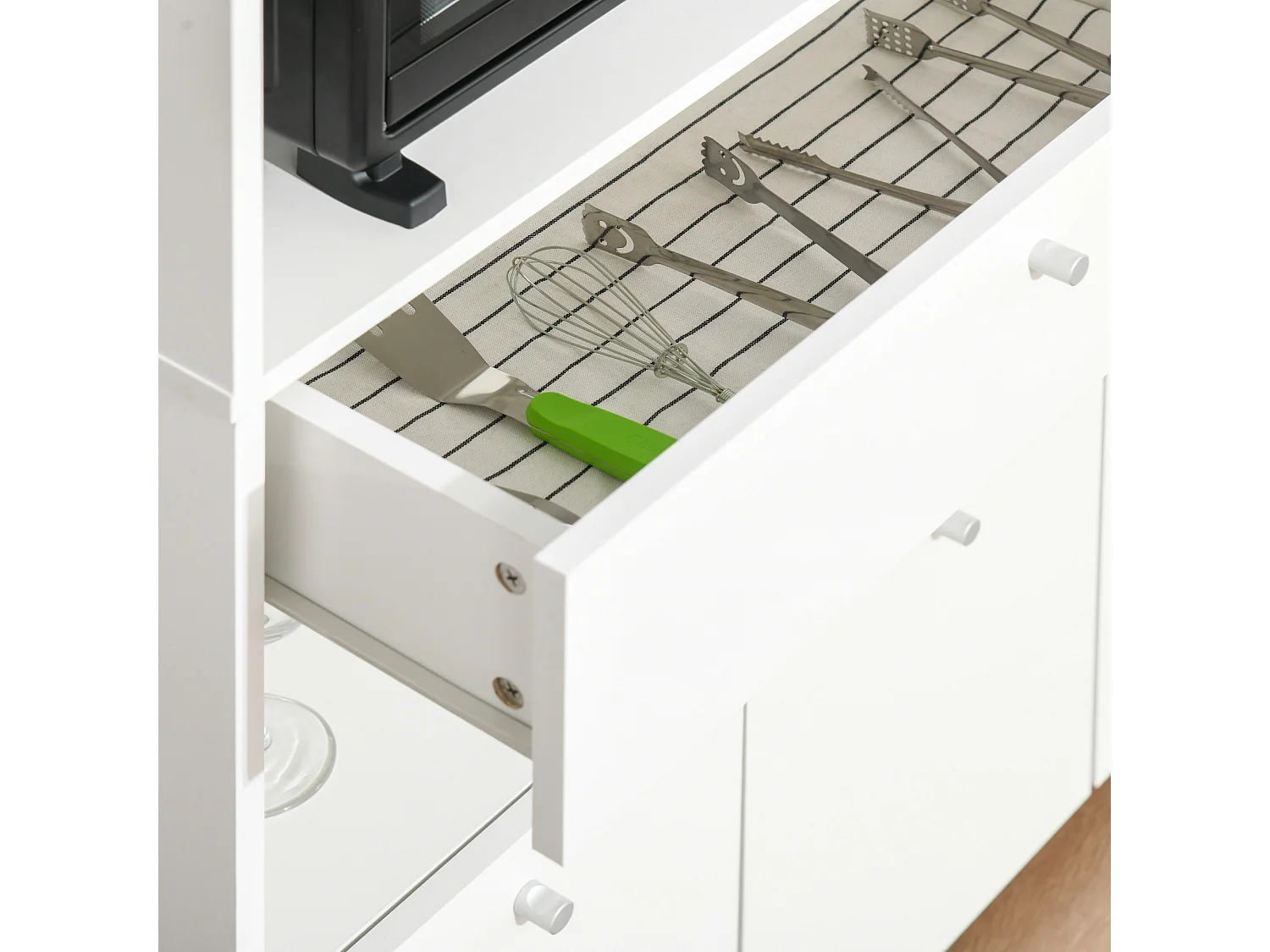 Mobiletto per microonde con armadietti e cassetto 90x40x120cm