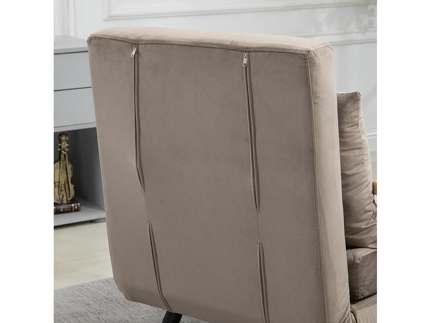 Poltrona letto 3 in 1 con schienale reclinabile grigio chiaro