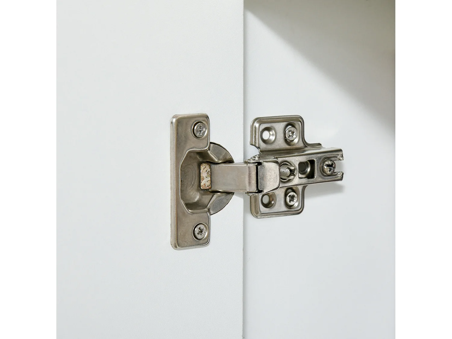 Credenza moderna 3 ante luci led legno bianco 155x40x92cm