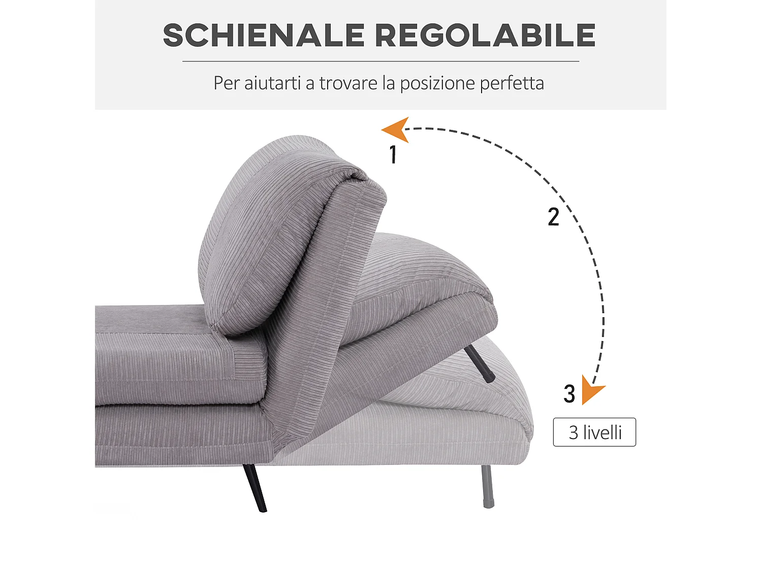 Poltrona letto 2 in 1 regolabile su 3 livelli seduta imbottita