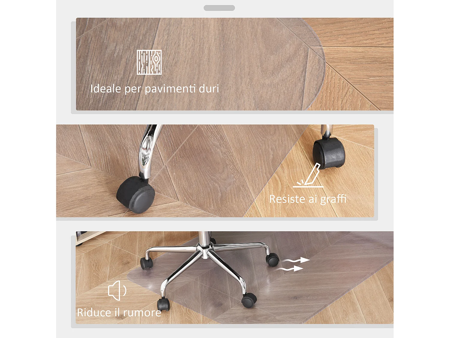 Tappetino per sedia da ufficio in plastica 90x120 cm trasparente