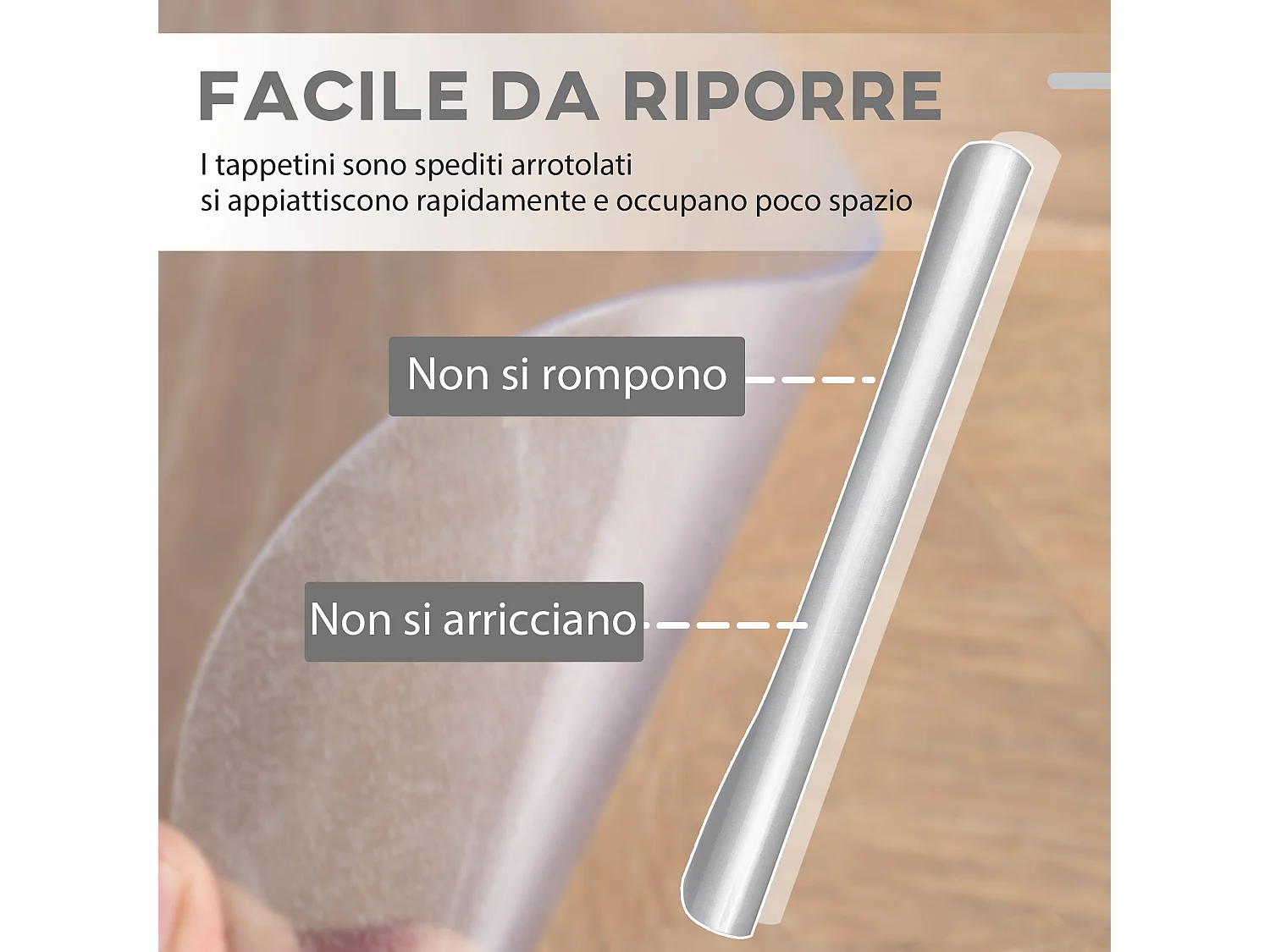 Tappetino per sedia da ufficio in plastica 90x120 cm trasparente
