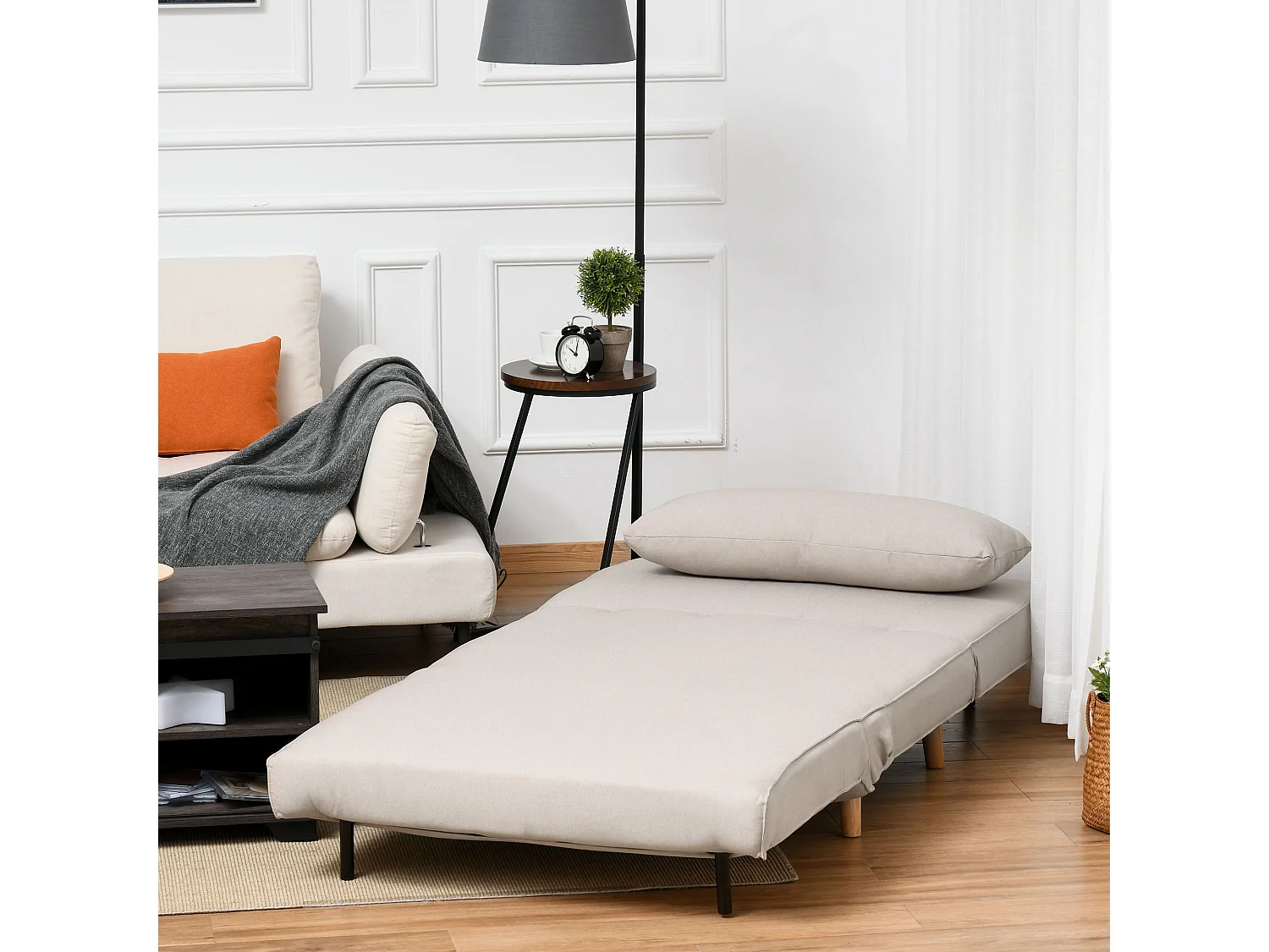 Poltrona letto traspirante con schienale regolabile beige