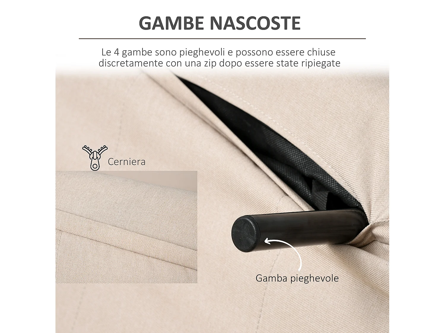 Poltrona letto traspirante con schienale regolabile beige