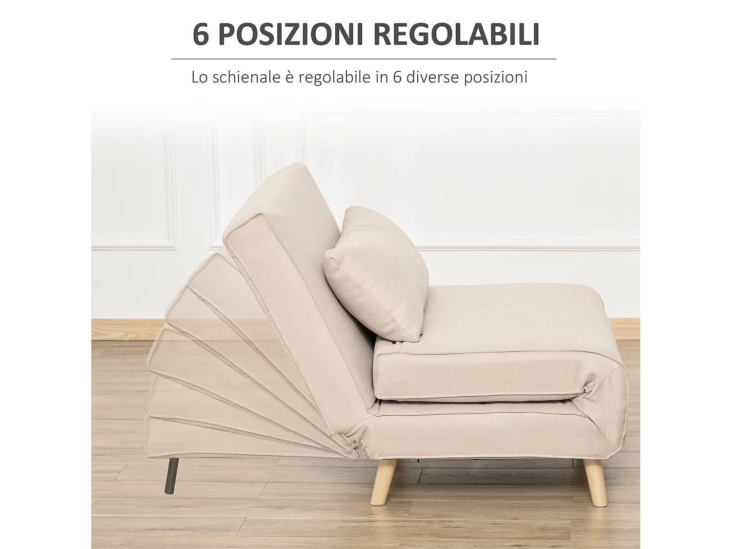 Poltrona letto traspirante con schienale regolabile beige