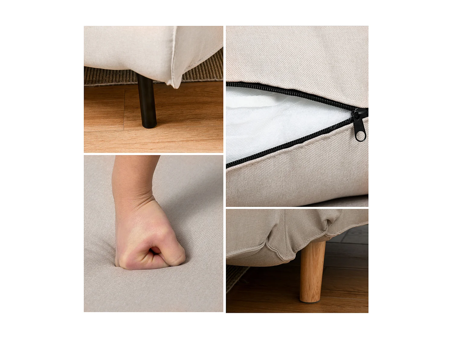 Poltrona letto traspirante con schienale regolabile beige