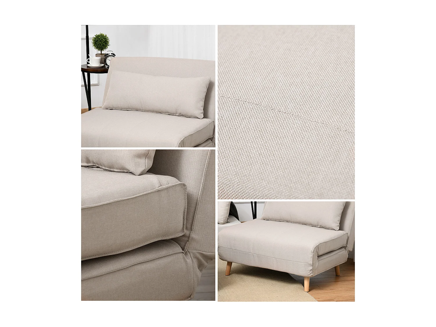 Poltrona letto traspirante con schienale regolabile beige