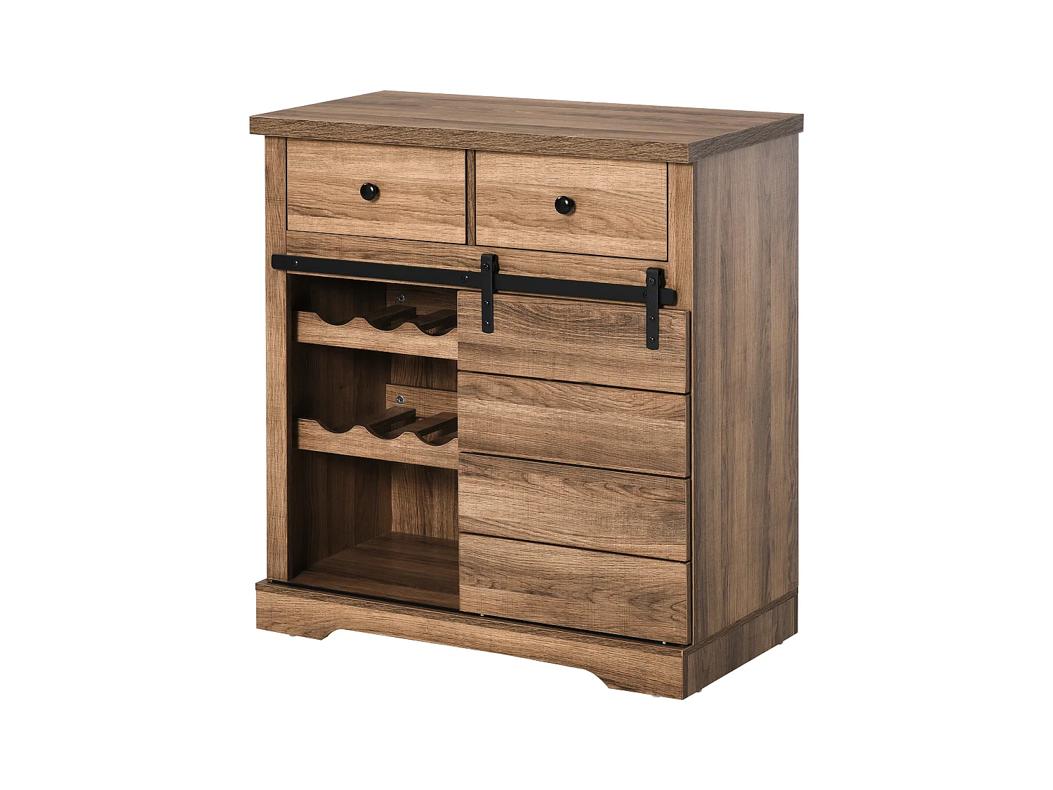 Credenza cucina stile industriale con 2 cassetti e portabottiglie