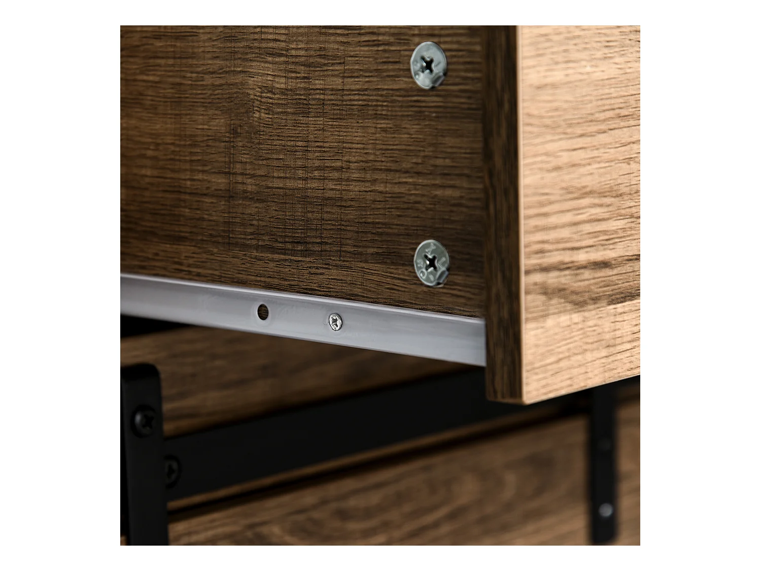 Credenza cucina stile industriale con 2 cassetti e portabottiglie