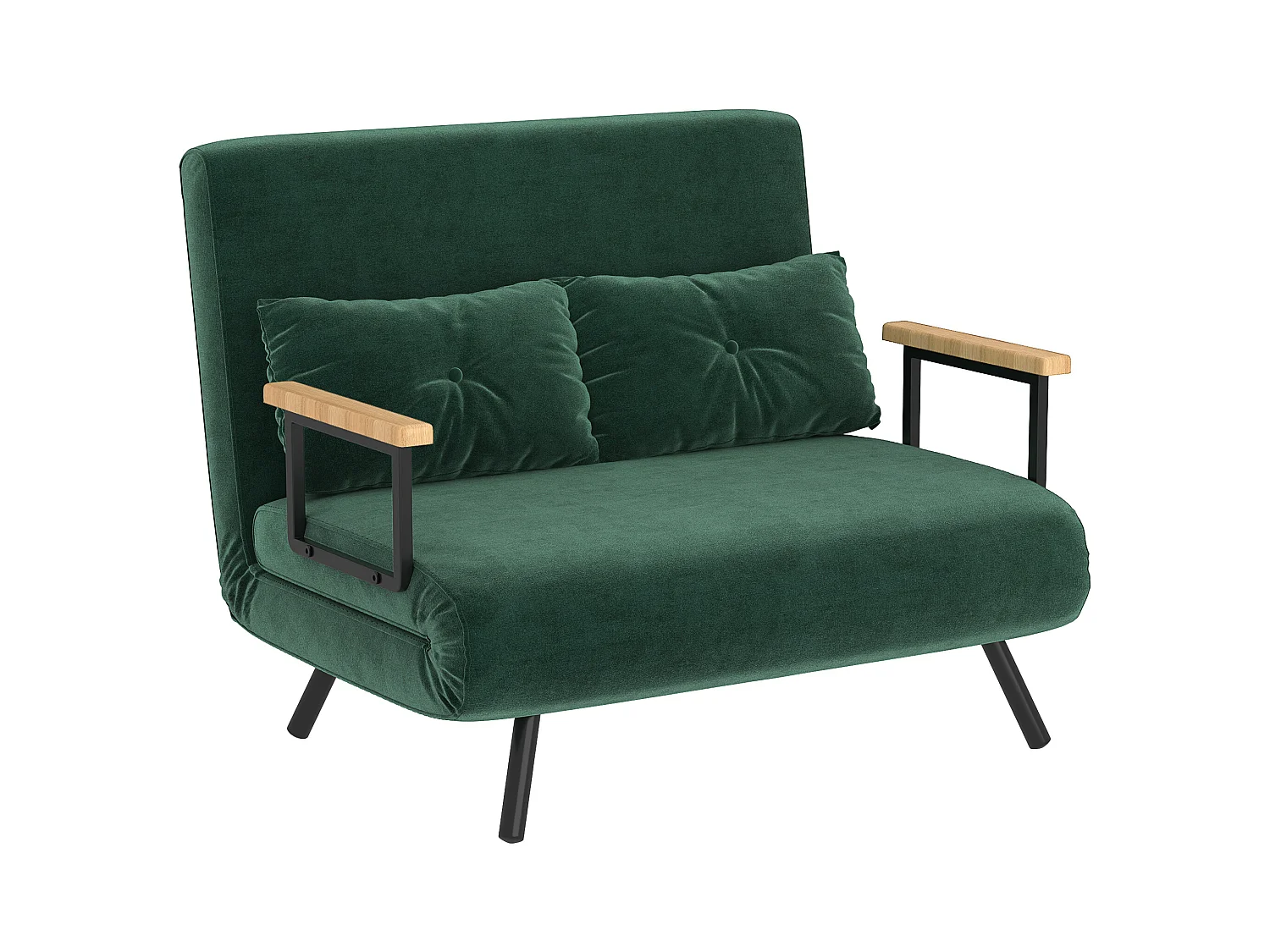 Divano letto vellutato con schienale regolabile su 5 livelli verde