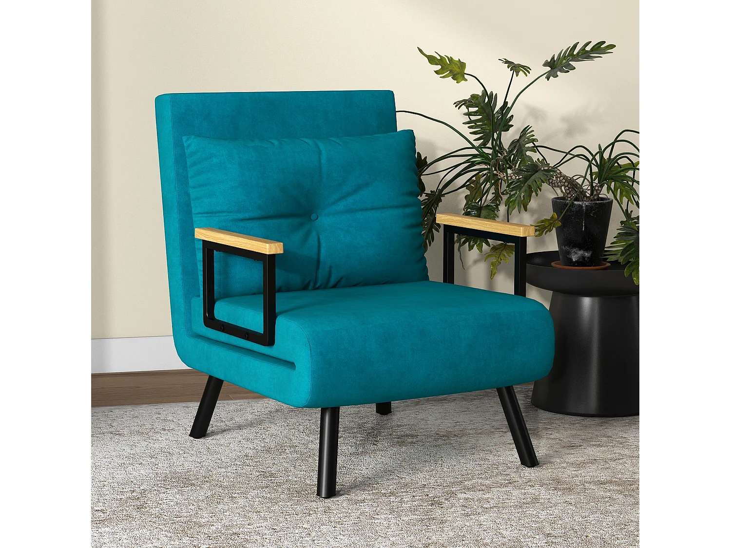 Poltrona letto singolo 3 in 1 con schienale reclinabile blu scuro