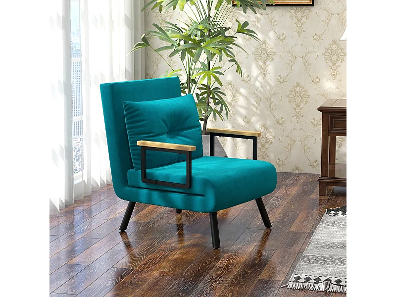 Poltrona letto singolo 3 in 1 con schienale reclinabile blu scuro