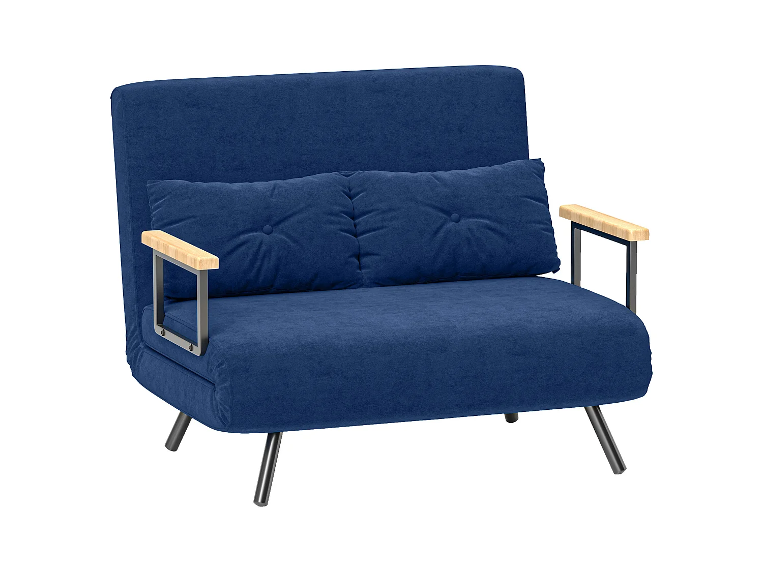 Divano letto 3 in 1 vellutato con schienale regolabile 5 livelli blu