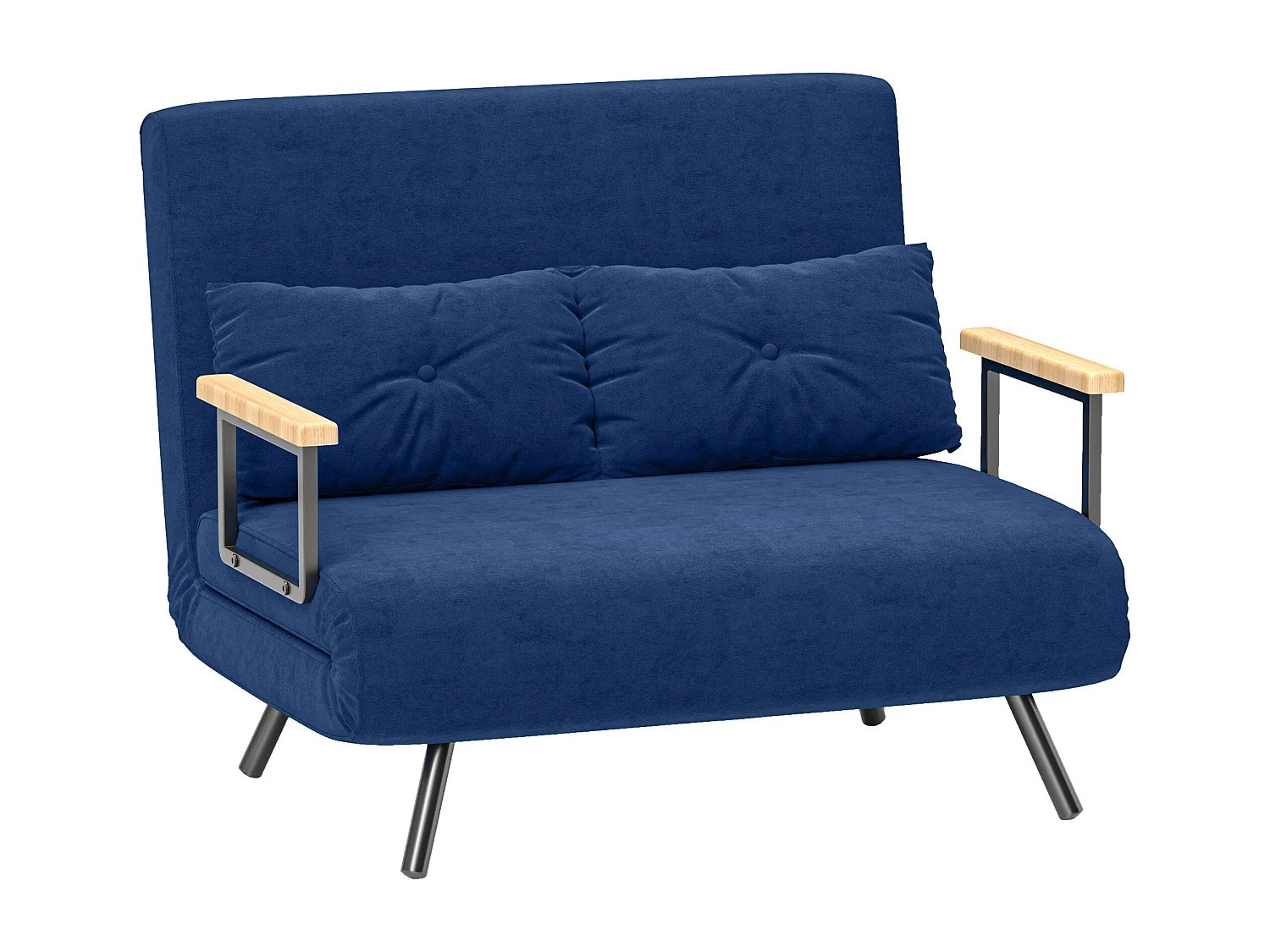 Divano letto 3 in 1 vellutato con schienale regolabile 5 livelli blu