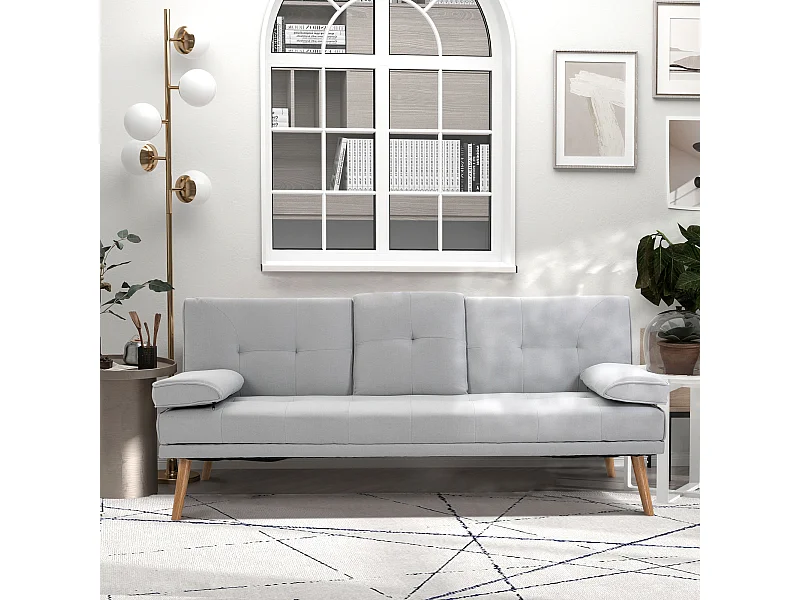 Divano letto 3  posti stile nordico reclinabile con tavolino