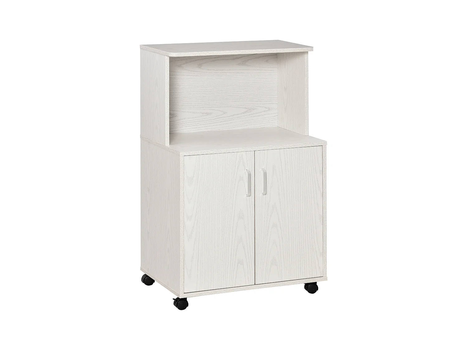 Mobiletto cucina per microonde con armadietto e ruote in legno