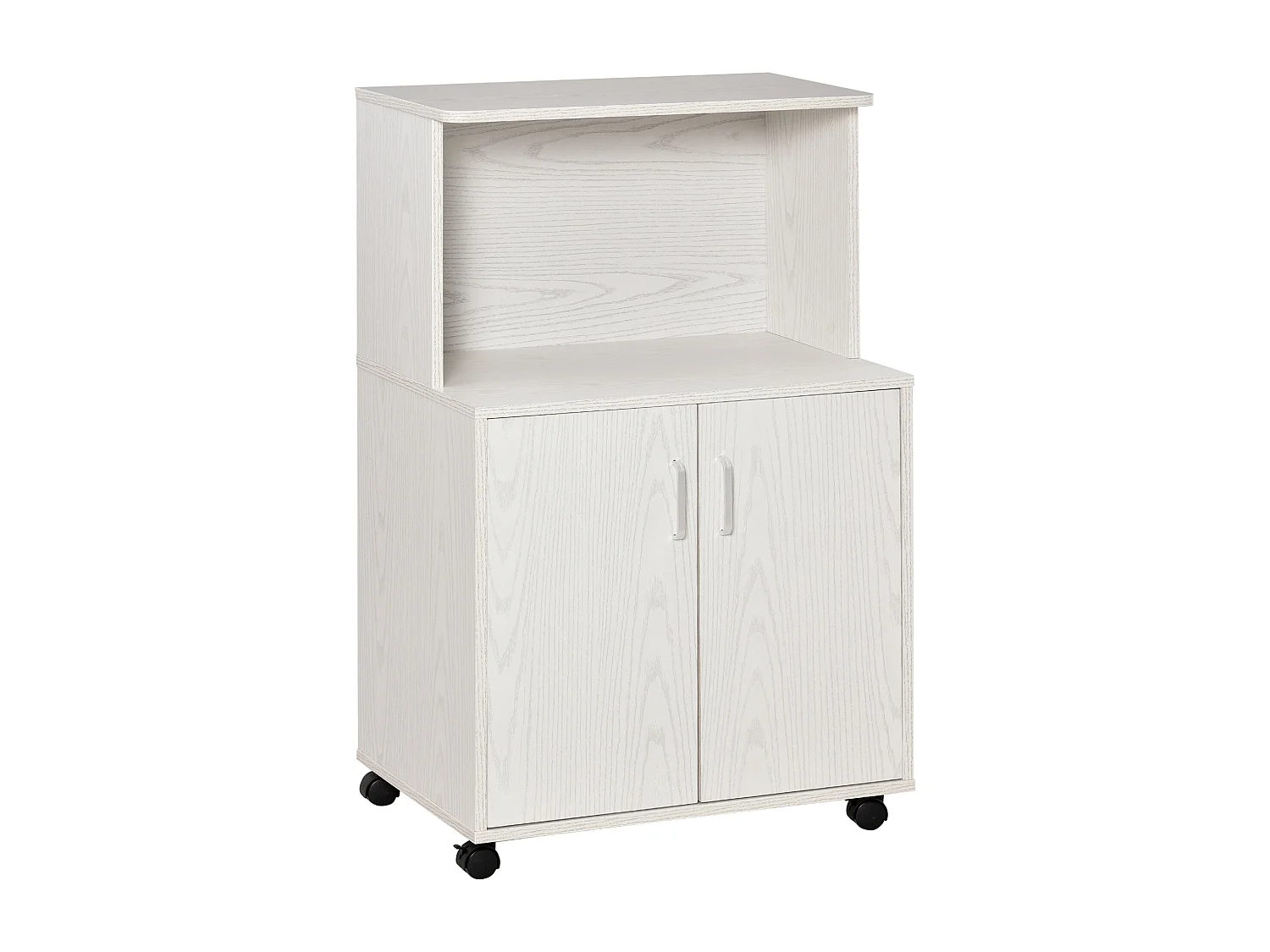 Mobiletto cucina per microonde con armadietto e ruote in legno