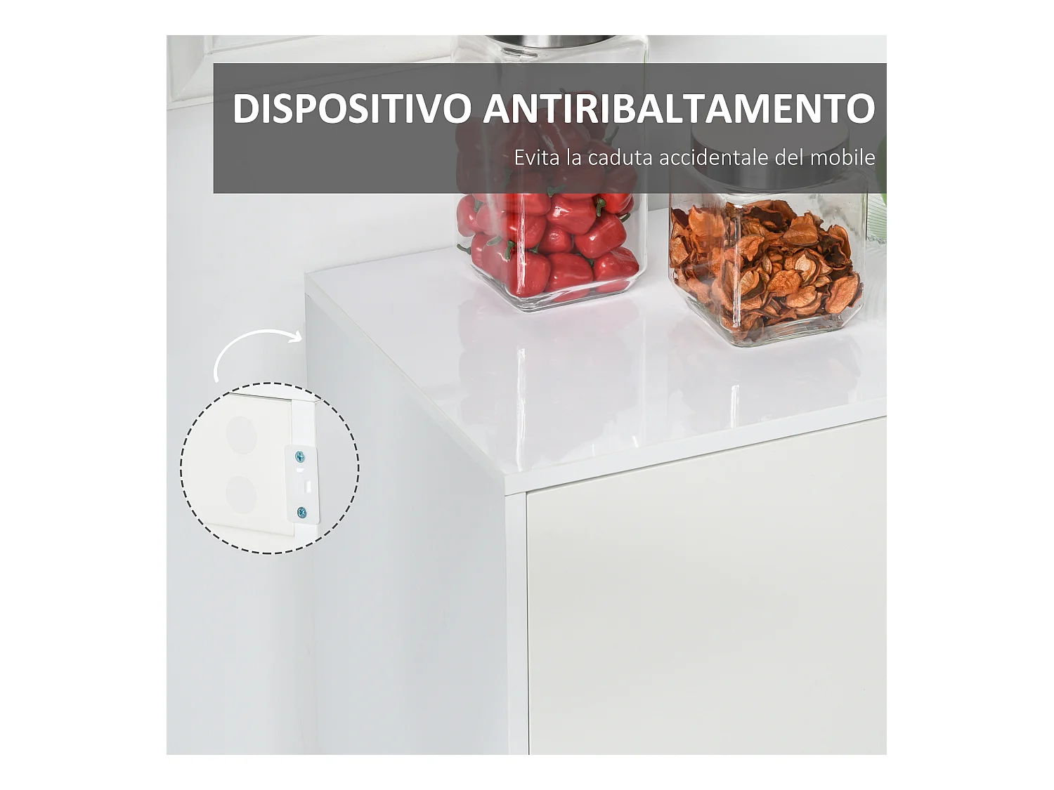 Mobiletto multiuso 2 cassetti 2 armadietti apertura a pressione