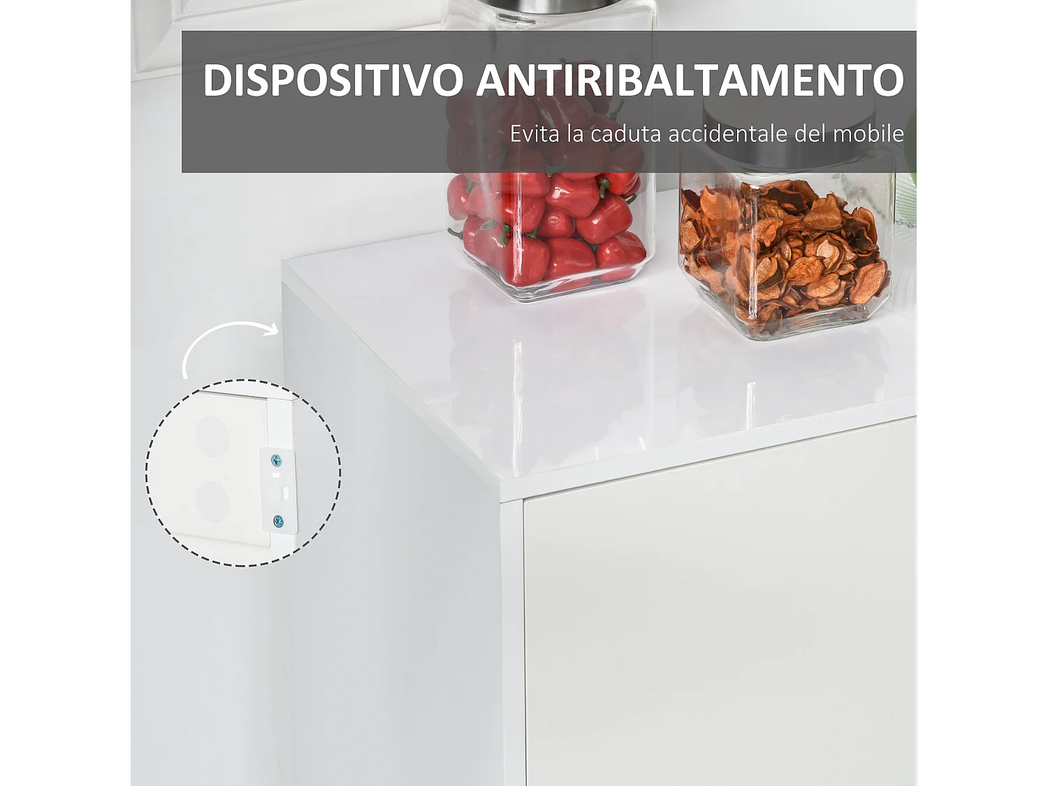 Mobiletto multiuso 2 cassetti 2 armadietti apertura a pressione