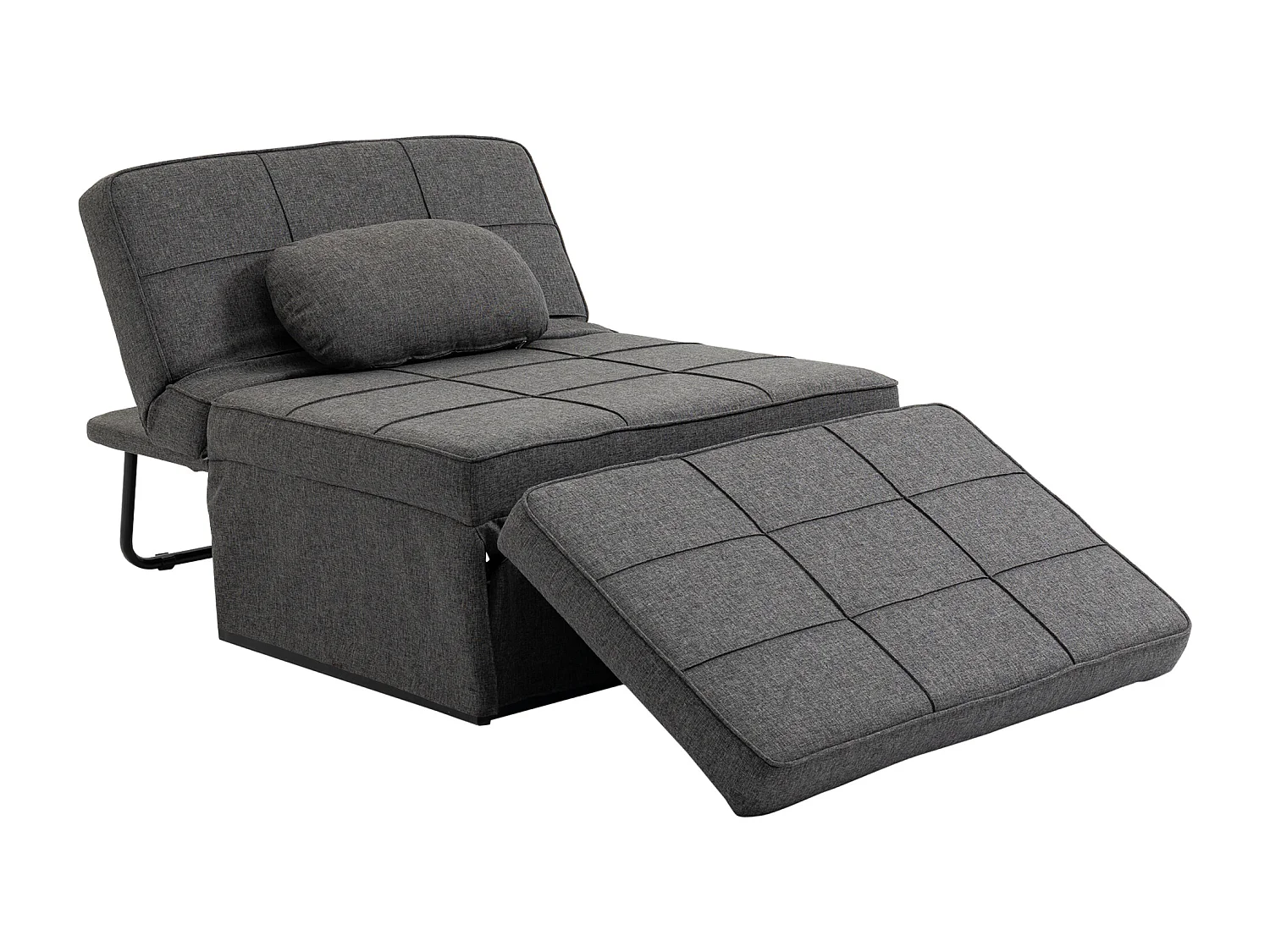 Poltrona letto 3 in 1 con schienale regolabile e cuscino grigio