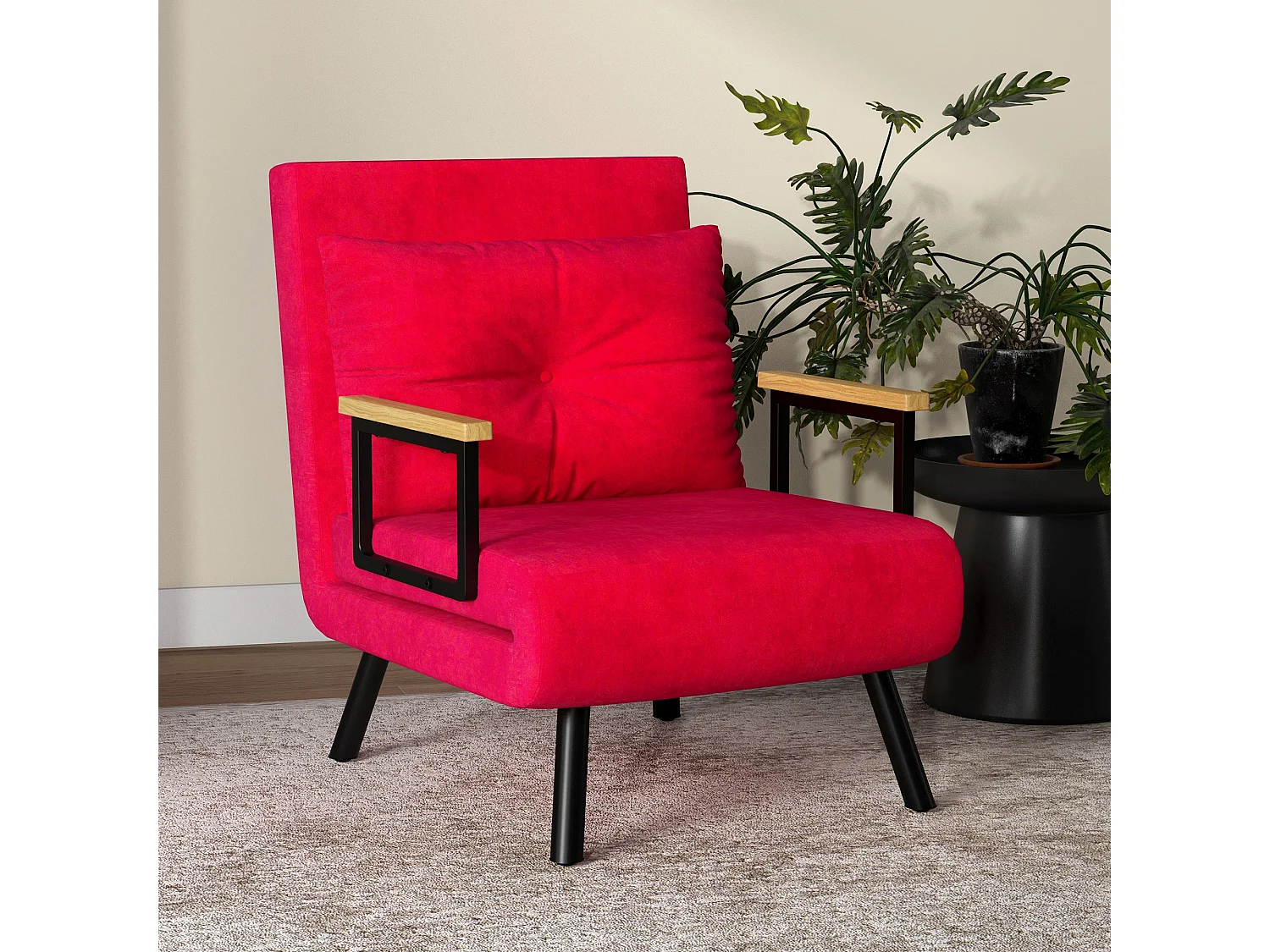 Poltrona letto 3 in 1 reclinabile con cuscino rosso