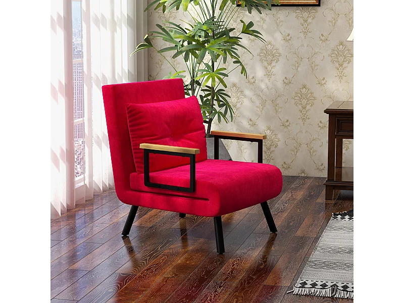 Poltrona letto 3 in 1 reclinabile con cuscino rosso