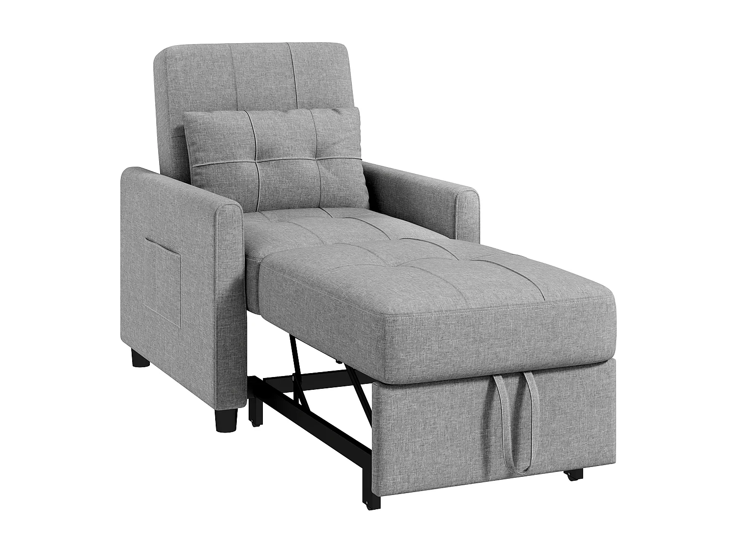 Poltrona letto singolo 3 reclinazioni con cuscino extra grigio chiaro