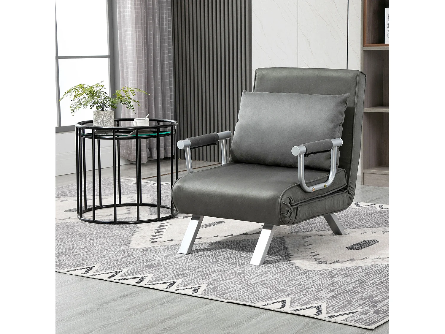 Divano letto multifunzionale 2 in 1 schienale inclinabile grigio