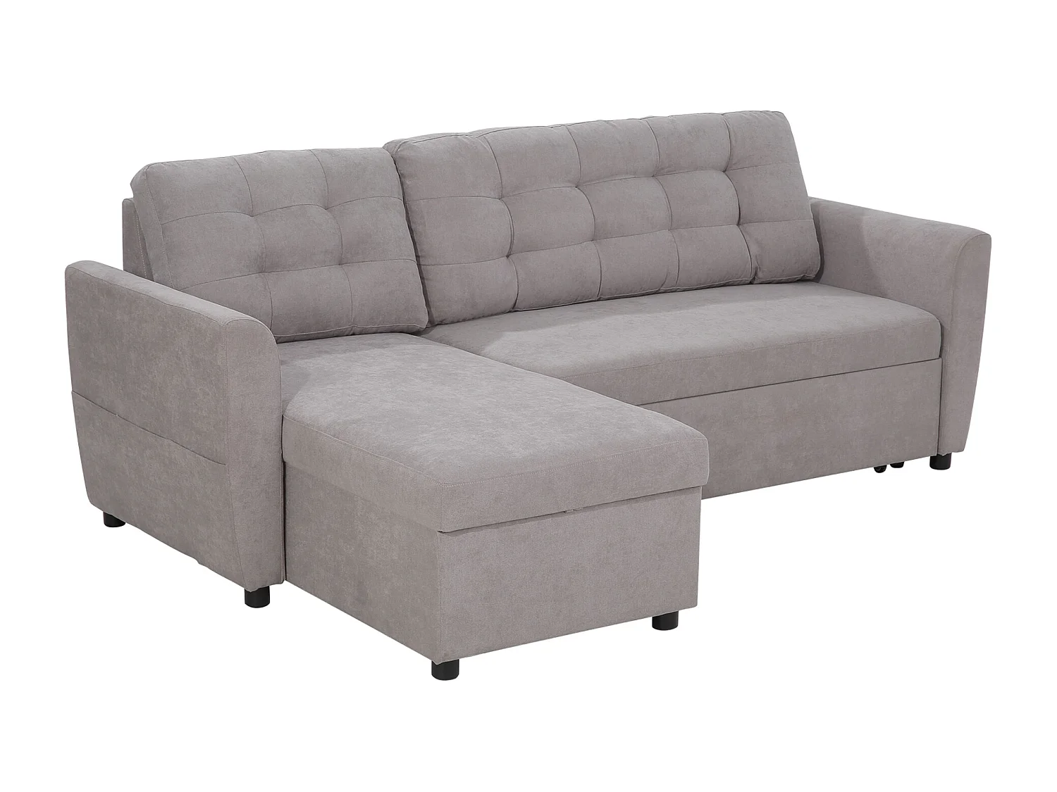 Divano letto 3  posti e chaise longue contenitore in tessuto