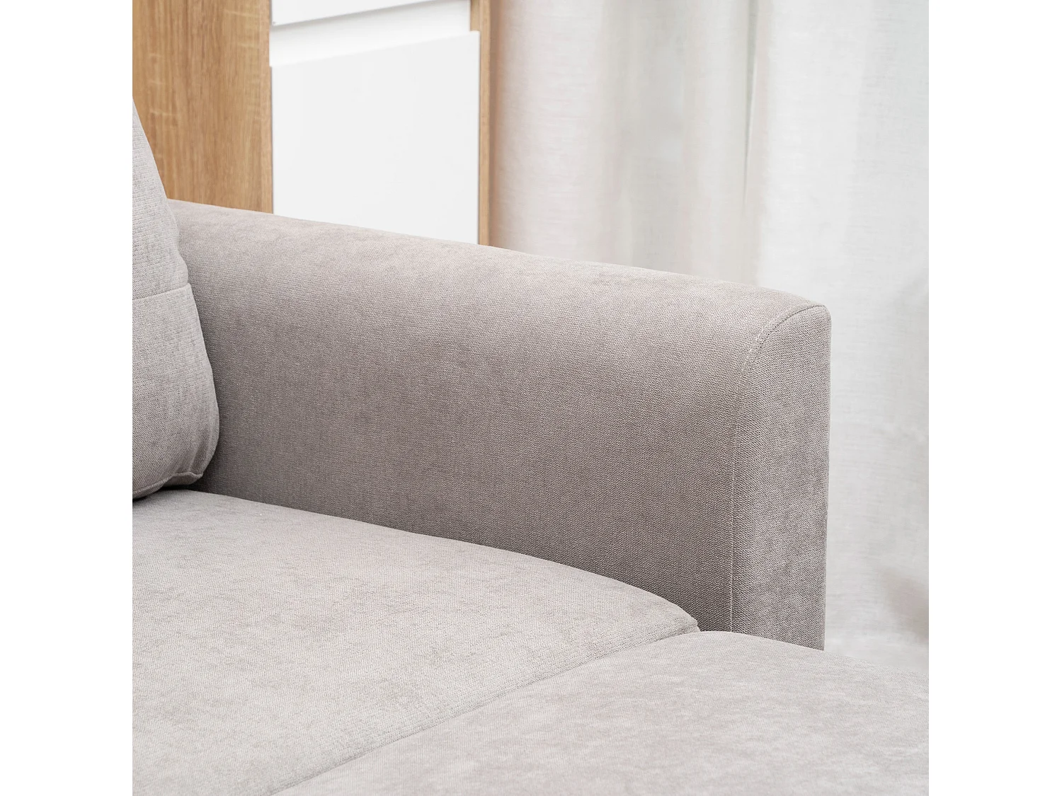 Divano letto 3  posti e chaise longue contenitore in tessuto