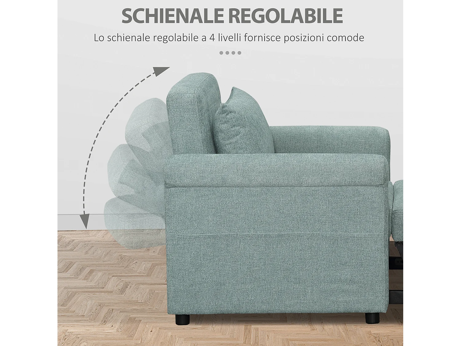 Poltrona letto singolo con schienale regolabile in 4 posizioni