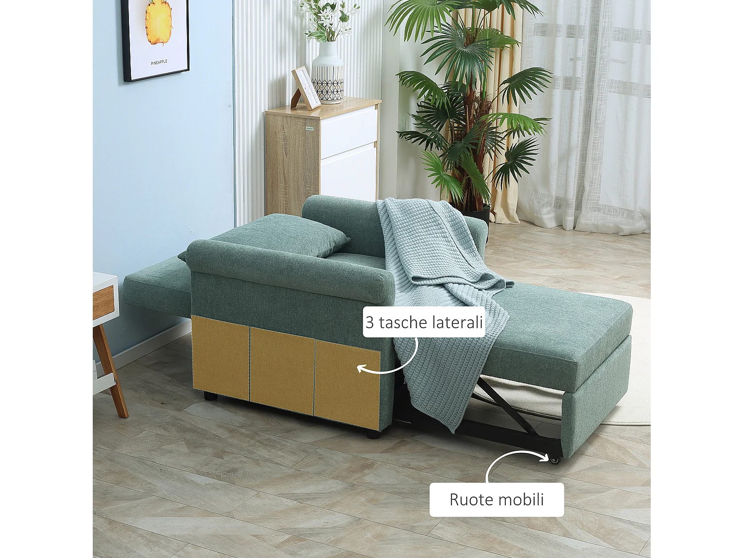 Poltrona letto singolo con schienale regolabile in 4 posizioni