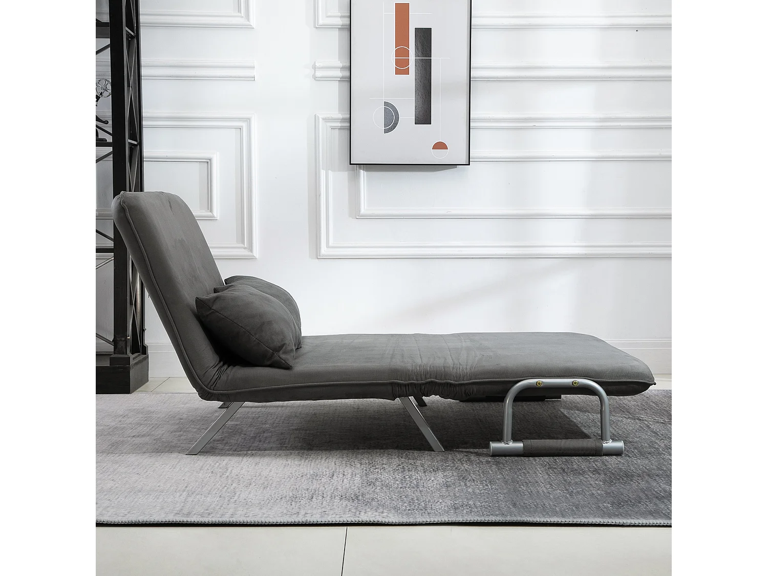 Divano letto 2  posti regolabile in 5 posizioni grigio