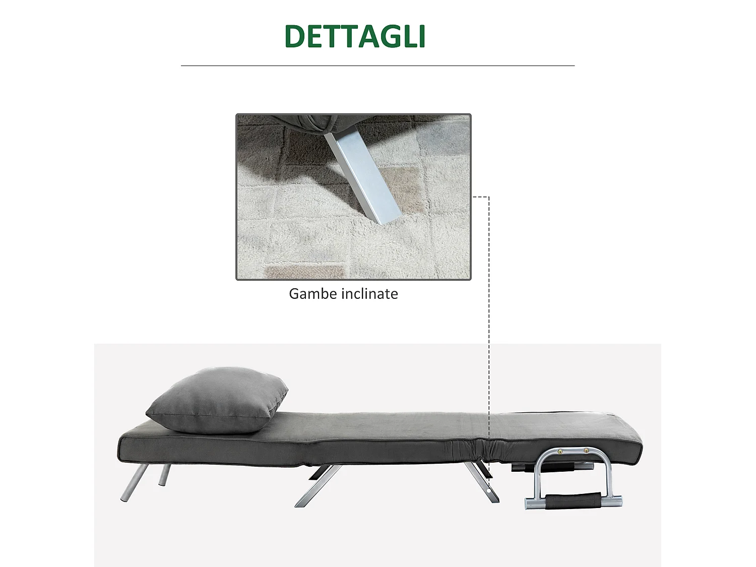 Poltrona letto con schienale reclinabile su 5 posizioni nero