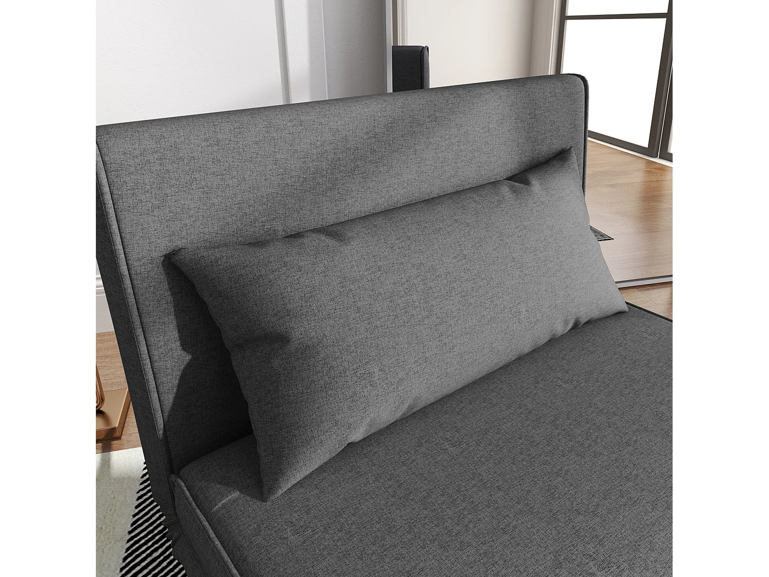 Poltrona letto singolo con schienale regolabile in tessuto grigio