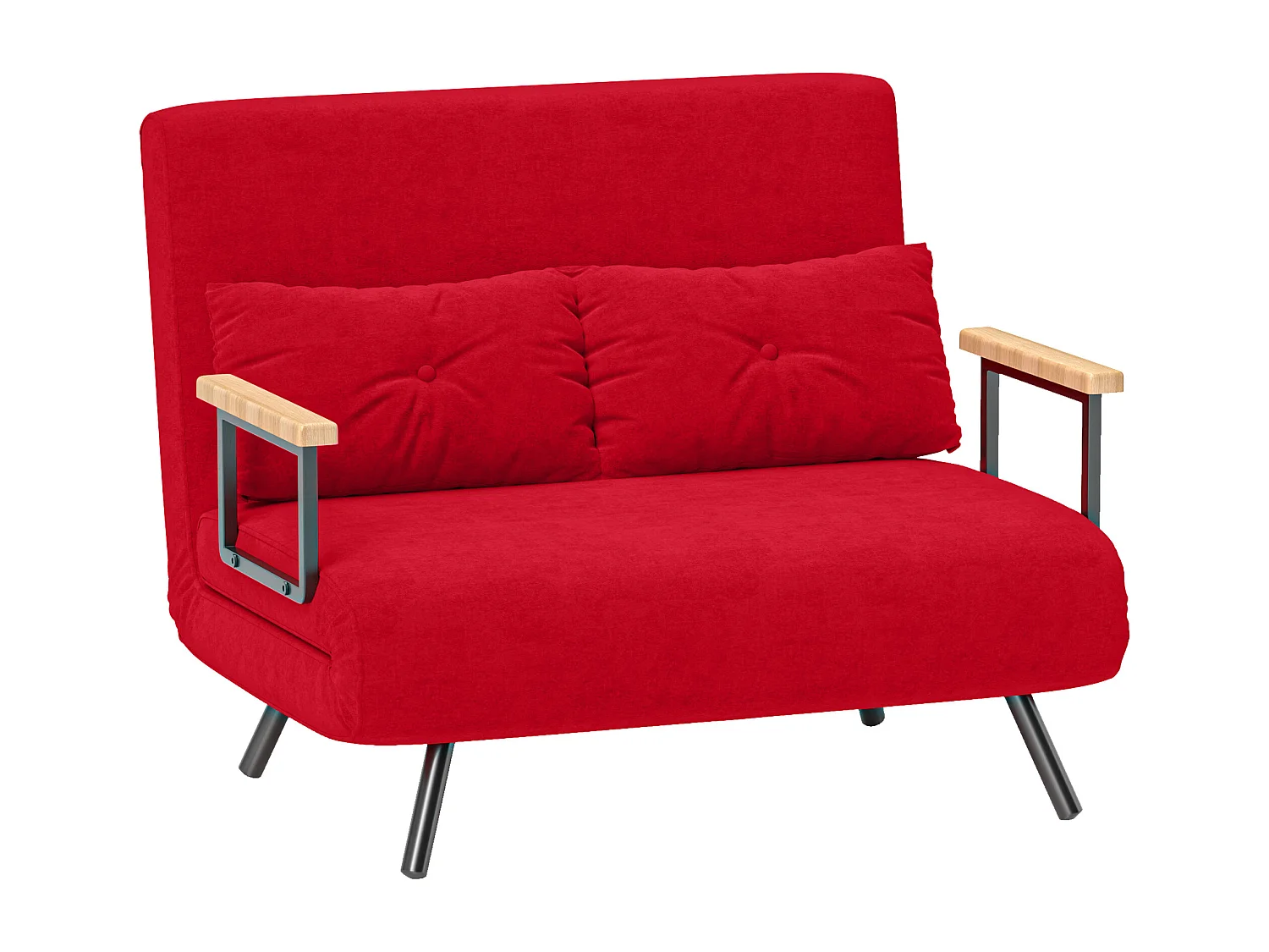 Divano letto vellutato con schienale regolabile su 5 livelli rosso