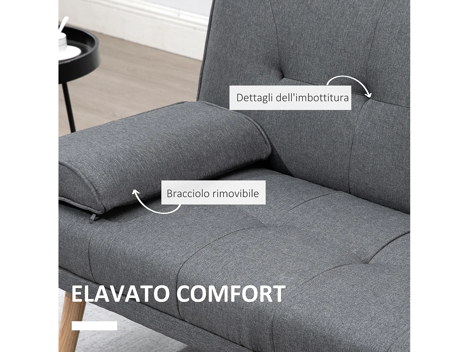 Divano letto 3  posti reclinabile con 2 braccioli staccabili