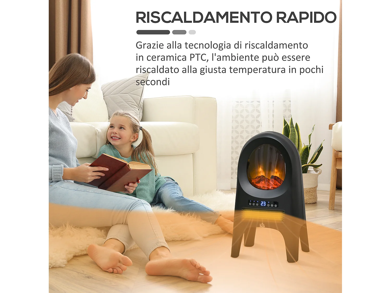 Termoventilatore a 3 modalità di riscaldamento con telecomando